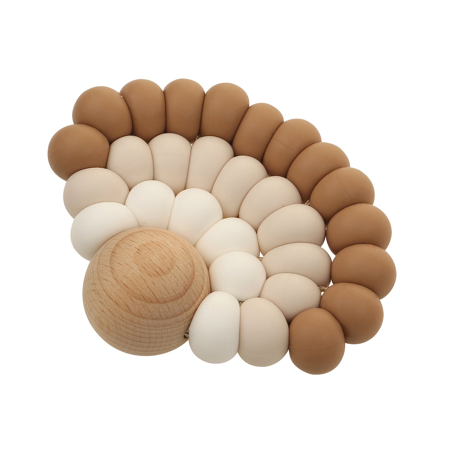Handgefertigter Beißring aus Holz und Silikon