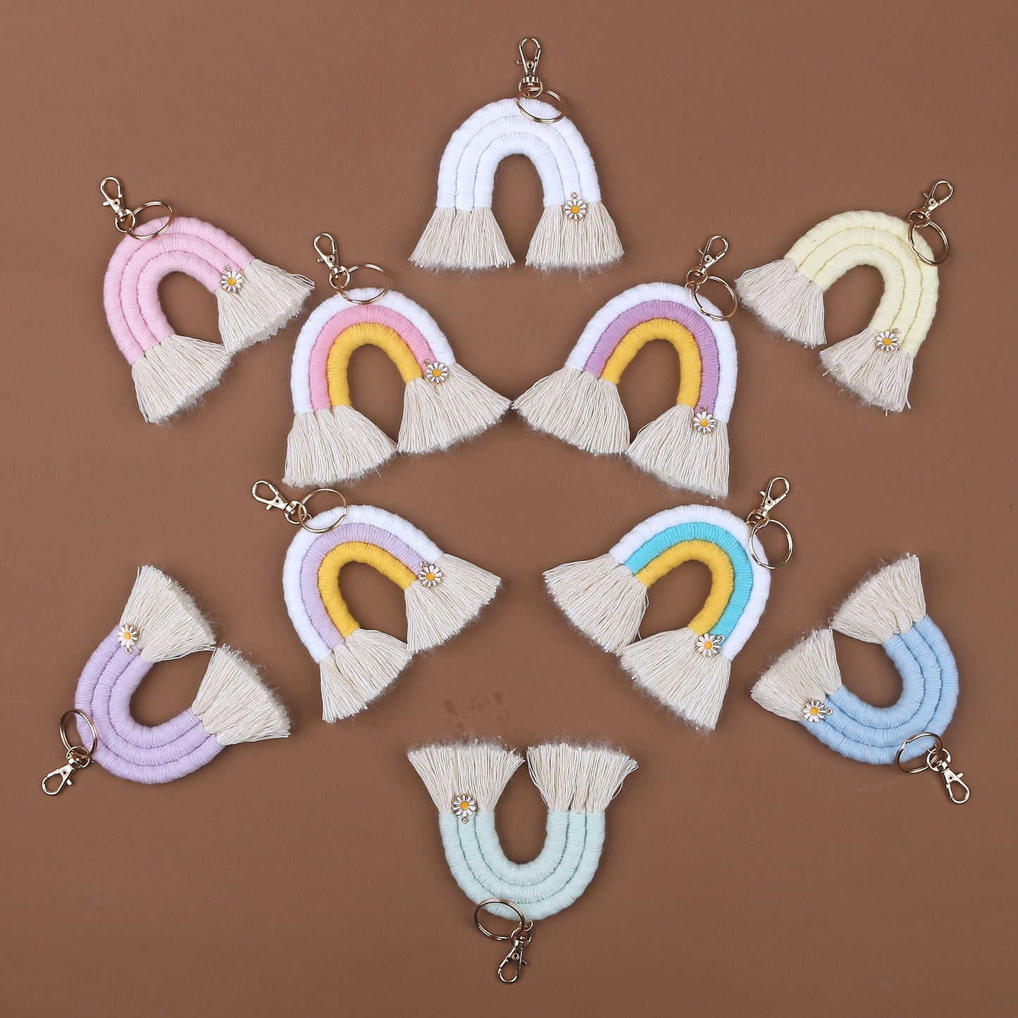 Keychain Rainbow Boho Flower